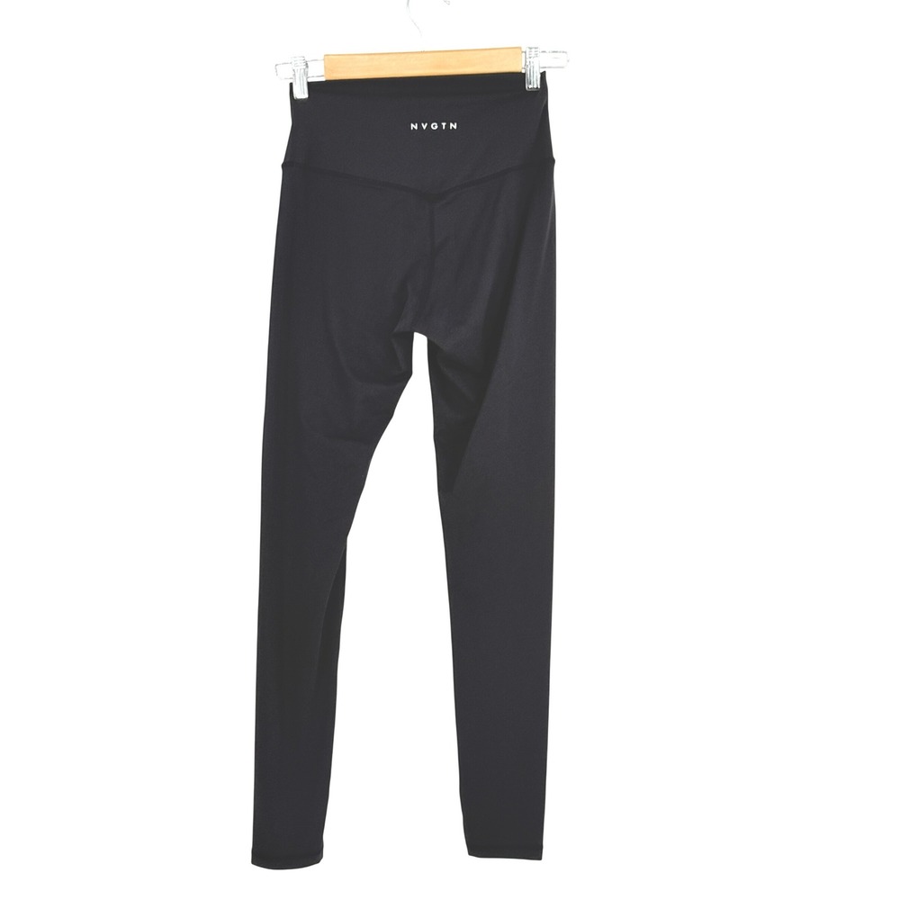 NVGTN Womens Black High Waisted V-Back Seam Ankle Performance Leggings Athleisur